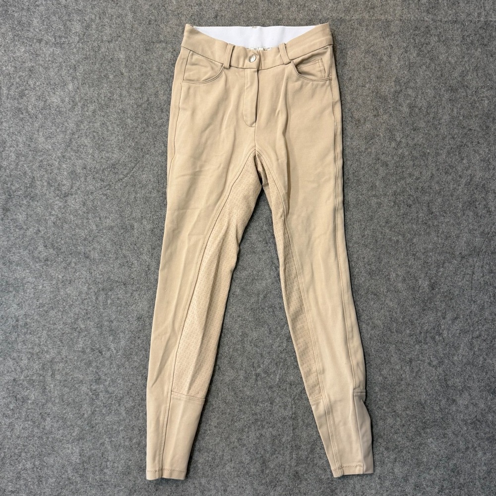 HR Farm Beige Full Seat Silicone Grip Horse Riding Breeches Women's Size 22